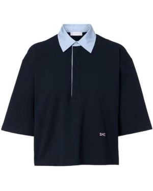 Stella McCartney Cropped Cotton Piqué Polo Shirt - Blue