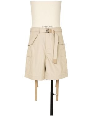 Sacai Belted Cargo Shorts - Natural