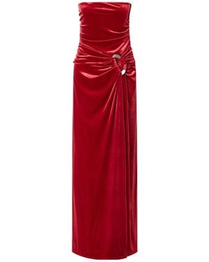 Jonathan Simkhai Emma Pleated Velvet Gown - Red