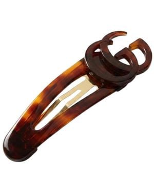 Gucci Hair Clip With Double G - Brown