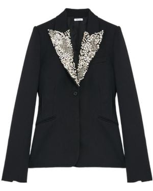 McQueen Chain Mail Embroidery Single-Breasted Jacket - Black