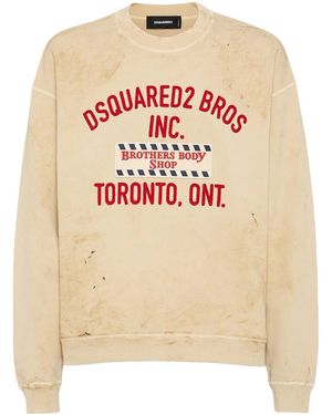 DSquared² Relax Fit Dirty Crewneck Sweatshirt - White