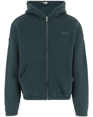 Autry Logo-Embroidered Zip-Up Hoodie - Green