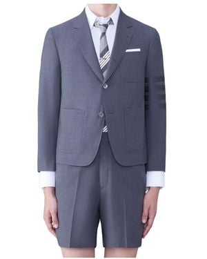Thom Browne 4-Bar Striped Single Breasted Jacket - Blue