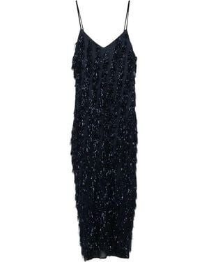 Stella McCartney Fringed V-Neck Midi Dress - Blue