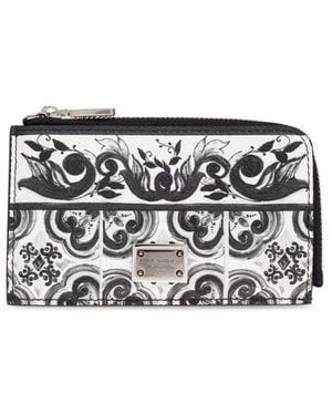 Dolce & Gabbana Card Case With "Majolica" Print - White