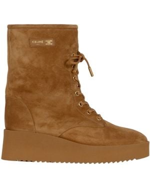 Celine Lace-Up Ankle Boots - Brown