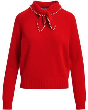 Essentiel Antwerp Kasa Pearl-Bow Knitted Jumper - Red