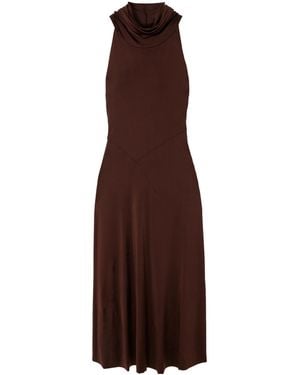Victoria Beckham Hooded Stretch-Jersey Midi Dress - Brown