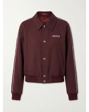Gucci Wool Jacket With Logo Patch - Purple