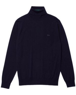Lacoste Logo Embroidered Turtleneck Sweater - Blue