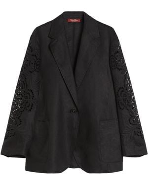 Max Mara Studio Angizia Embroidered Oversized Jacket - Black
