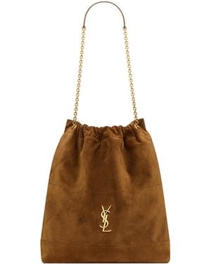 Saint Laurent Jamie Logo Plaque Shoulder Bag - Brown