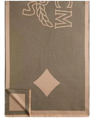 MCM Logo Pattern Wool Scarf - Natural