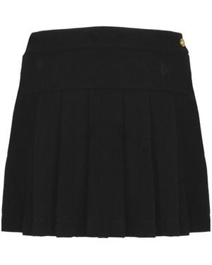 Palm Angels Monogram-Embroidered Low-Rise Mini Skirt - Black
