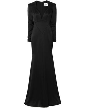 Alex Perry Satin Long Sleeve Evening Gown - Black