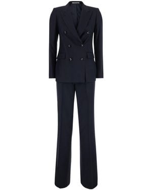 Tagliatore Double-Breasted Suit With Peak Revers - Blue