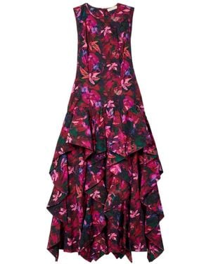 Ulla Johnson Floral-Patterned Pleated Dress - Red