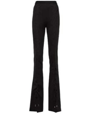 David Koma Lace-Up Cotton Jersey Flared Pants - Black