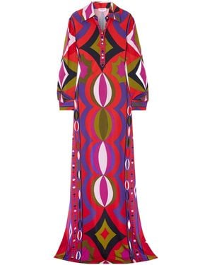 PUCCI Printed Satin Maxi Dress - Red