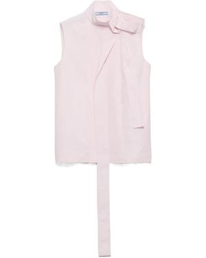 Prada Embroidered Poplin Top - Pink