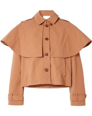 Ulla Johnson River Cape-Effect Crinkled-Shell Jacket - Brown
