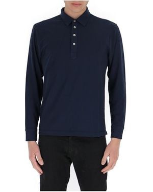 Original Vintage Style Long-Sleeved Polo Shirt - Blue