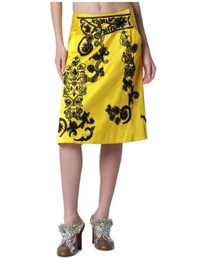 Dries Van Noten Sequined Embroidered Midi Skirt - Yellow