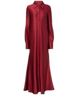 Jil Sander Satin Shirt Dress - Red