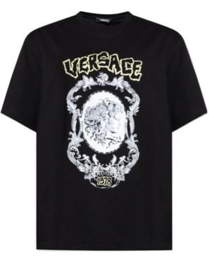 Versace Logo-Printed Crewneck T-Shirt - Black
