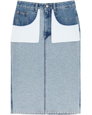 スカート MM6 MAISON MARGIELA HAND-PAINTED DENIM LONG SKIRT MM6 Maison Margiela Hand-painted Denim Long Skirt MM6 Maison