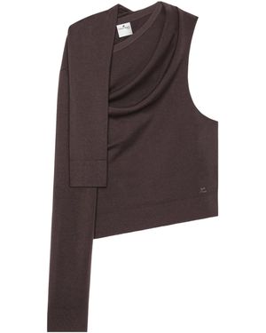 Courreges Off-Shoulder Light-Knit Top - Brown