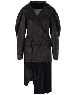 Yohji Yamamoto Asymmetric Belted Coat - Black
