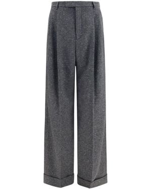 Valentino Pleated Turn-Up Hem Trousers - Grey
