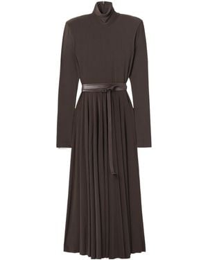 Norma Kamali Belted Turtleneck Dress - Brown