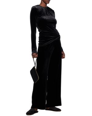 TOTEME Valin Velvet Wide-Leg Trousers - Black