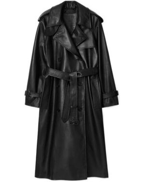 Burberry Long Leather Castleford Trench Coat - Black