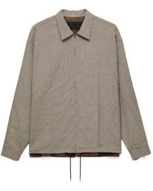Prada Zip-Up Checked Shirt - Gray
