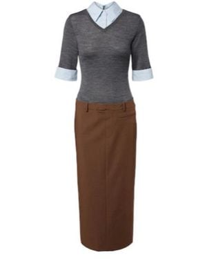 STAUD Layered Wool-Blend Midi Dress - Brown