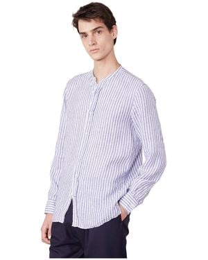Officine Generale Striped Linen Blend Shirt - Purple