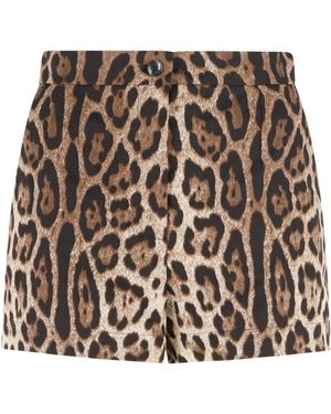 Dolce & Gabbana Leopard Print Cotton Shorts - Multicolor