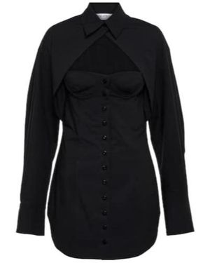 The Attico Cutout Cotton-Blend Minidress - Black
