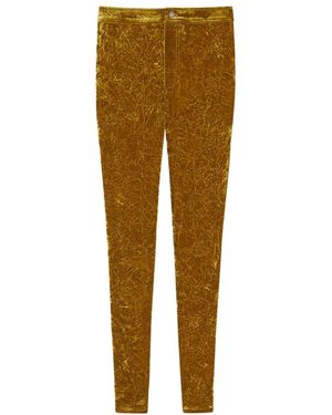 Saint Laurent Velvet Straight Leg Trousers - Natural