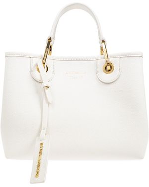 Emporio Armani Myea Logo Stamp Shopping Bag - White