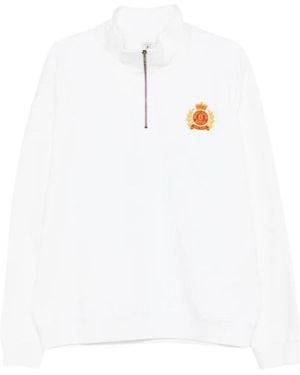 Sporty & Rich Zip-Up Logo-Patch Sweatshirt - White