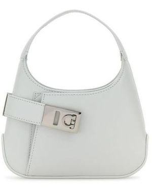 Ferragamo Ferragamo Logo Plaque Gancini Buckled Hobo Bag - White