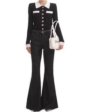 Self-Portrait Denim Kickflare Jeans - Black