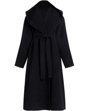 Alaïa Virgin Wool Hooded Wrap Coat - Black