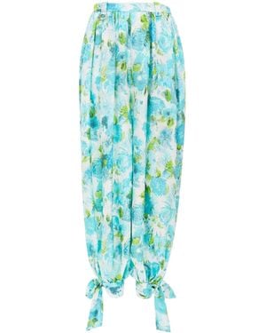 Chloé Floral-Print Jacquard Pants - Blue