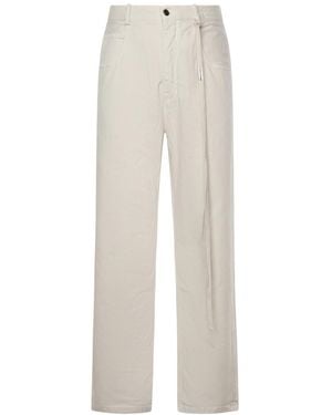 Ann Demeulemeester Belted Straight-Leg Trousers - White